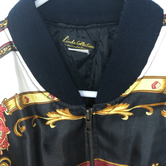 Vintage 80s 90s Silk Bomber Jacket Baroque Hip Hop - Picture 3 of 5
